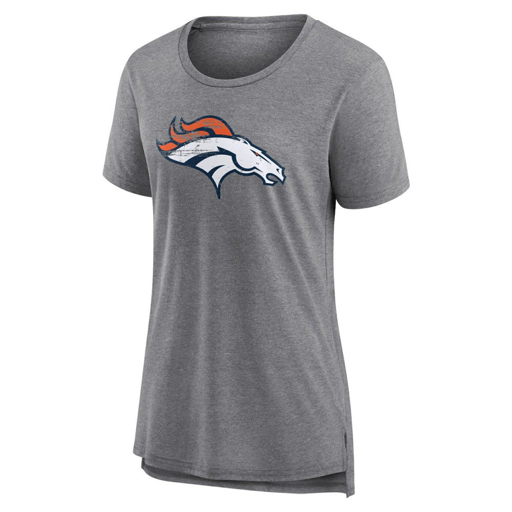 Denver Broncos Women's Heritage Custom Name & Number Tri-Blend T-Shirt Gray | NFL