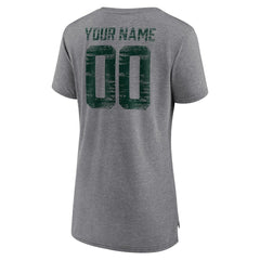 Green Bay Packers Women's Heritage Custom Name & Number Tri-Blend T-Shirt Gray | NFL
