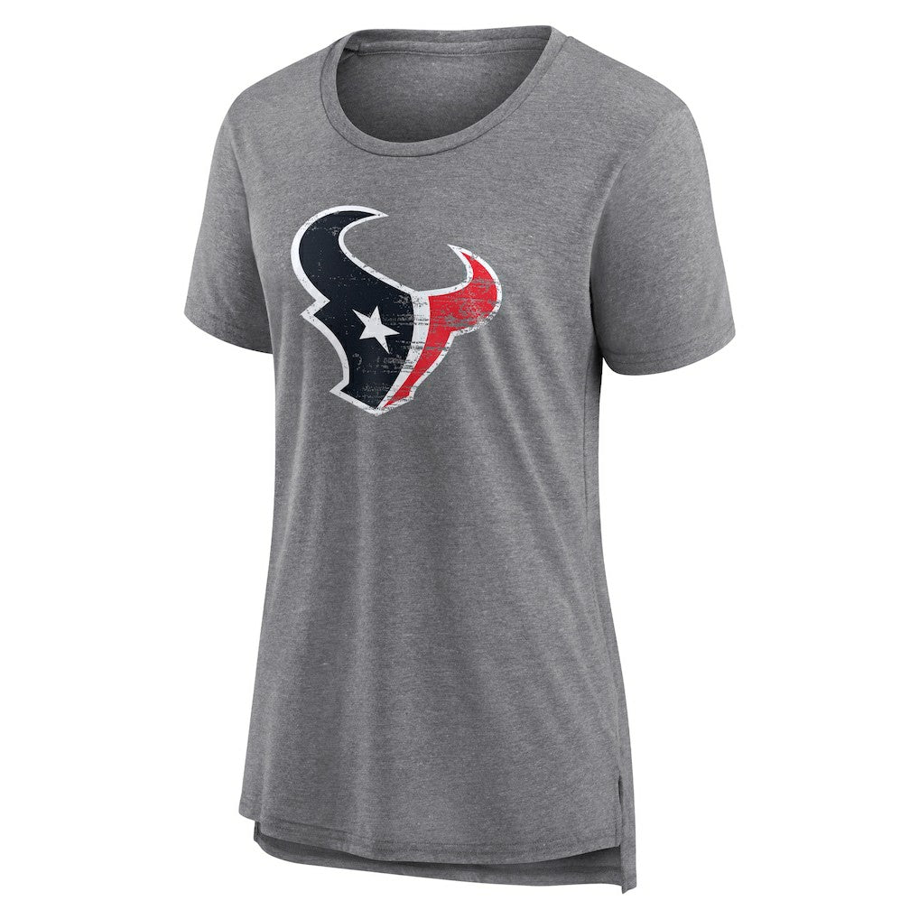 Houston Texans Women's Heritage Custom Name & Number Tri-Blend T-Shirt Gray | NFL