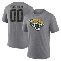 Jacksonville Jaguars Heritage Custom Name & Number Tri-Blend T-Shirt Gray | NFL