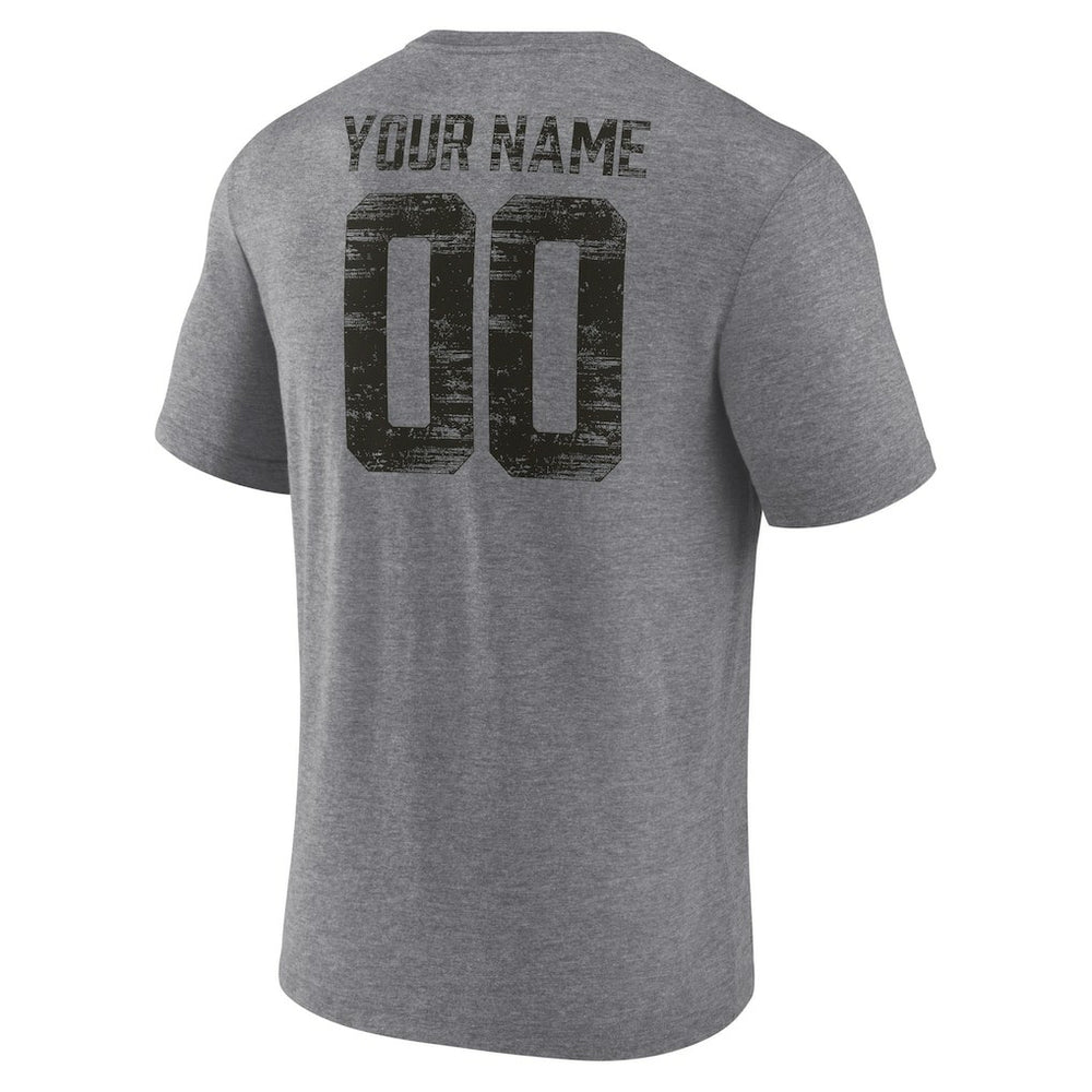 Jacksonville Jaguars Heritage Custom Name & Number Tri-Blend T-Shirt Gray | NFL