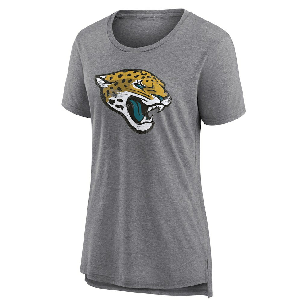 Jacksonville Jaguars Women's Heritage Custom Name & Number Tri-Blend T-Shirt Gray | NFL