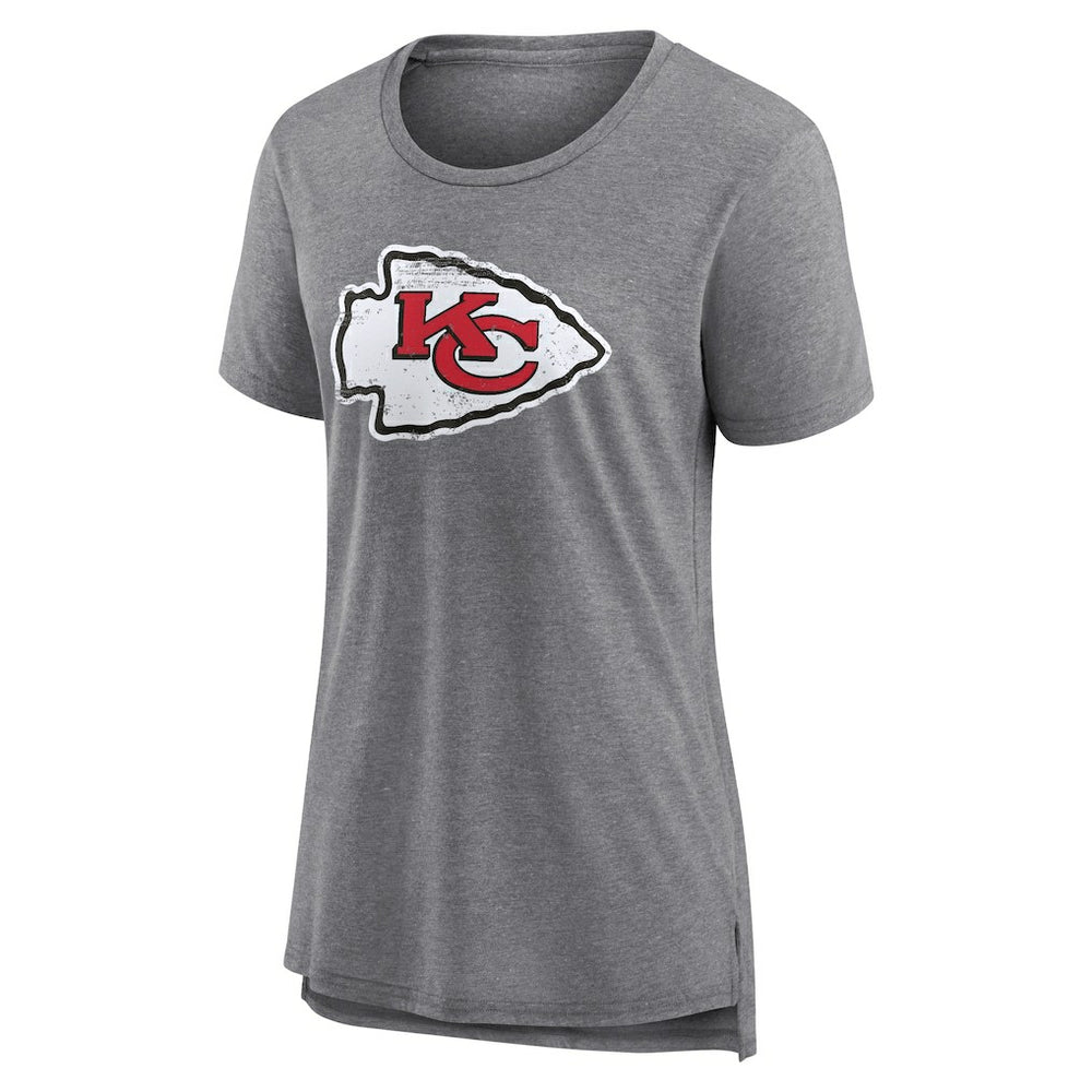 Kansas City Chiefs Women's Heritage Custom Name & Number Tri-Blend T-Shirt Gray | NFL