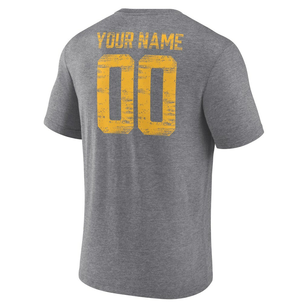 Los Angeles Chargers Heritage Custom Name & Number Tri-Blend T-Shirt Gray | NFL