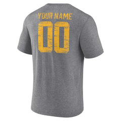 Los Angeles Chargers Heritage Custom Name & Number Tri-Blend T-Shirt Gray | NFL