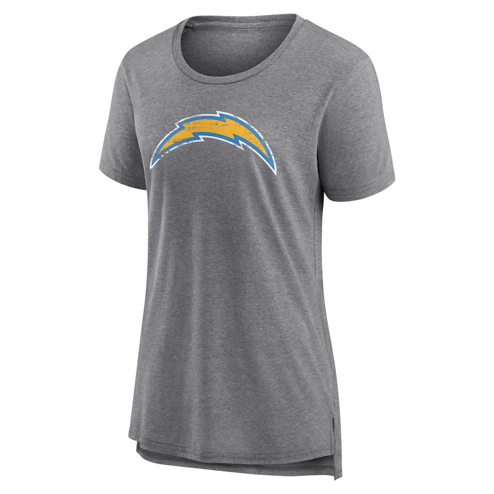 Los Angeles Chargers Women's Heritage Custom Name & Number Tri-Blend T-Shirt Gray | NFL