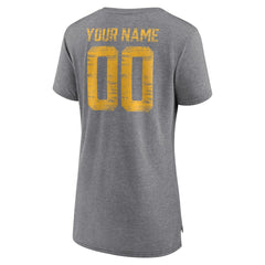 Los Angeles Chargers Women's Heritage Custom Name & Number Tri-Blend T-Shirt Gray | NFL