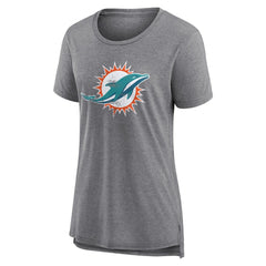 Miami Dolphins Women's Heritage Custom Name & Number Tri-Blend T-Shirt Gray | NFL