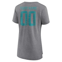Miami Dolphins Women's Heritage Custom Name & Number Tri-Blend T-Shirt Gray | NFL