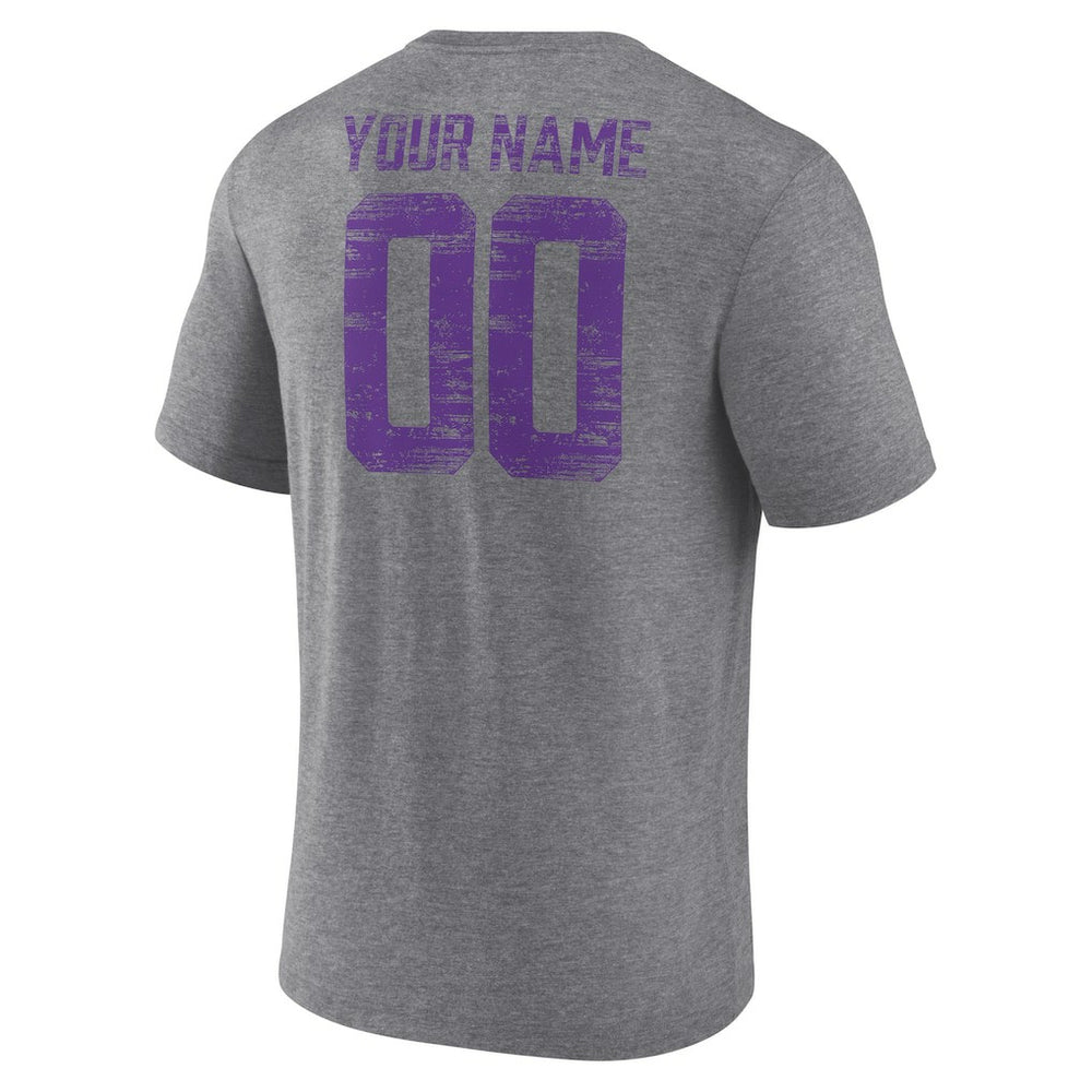 Minnesota Vikings Heritage Custom Name & Number Tri-Blend T-Shirt Gray | NFL