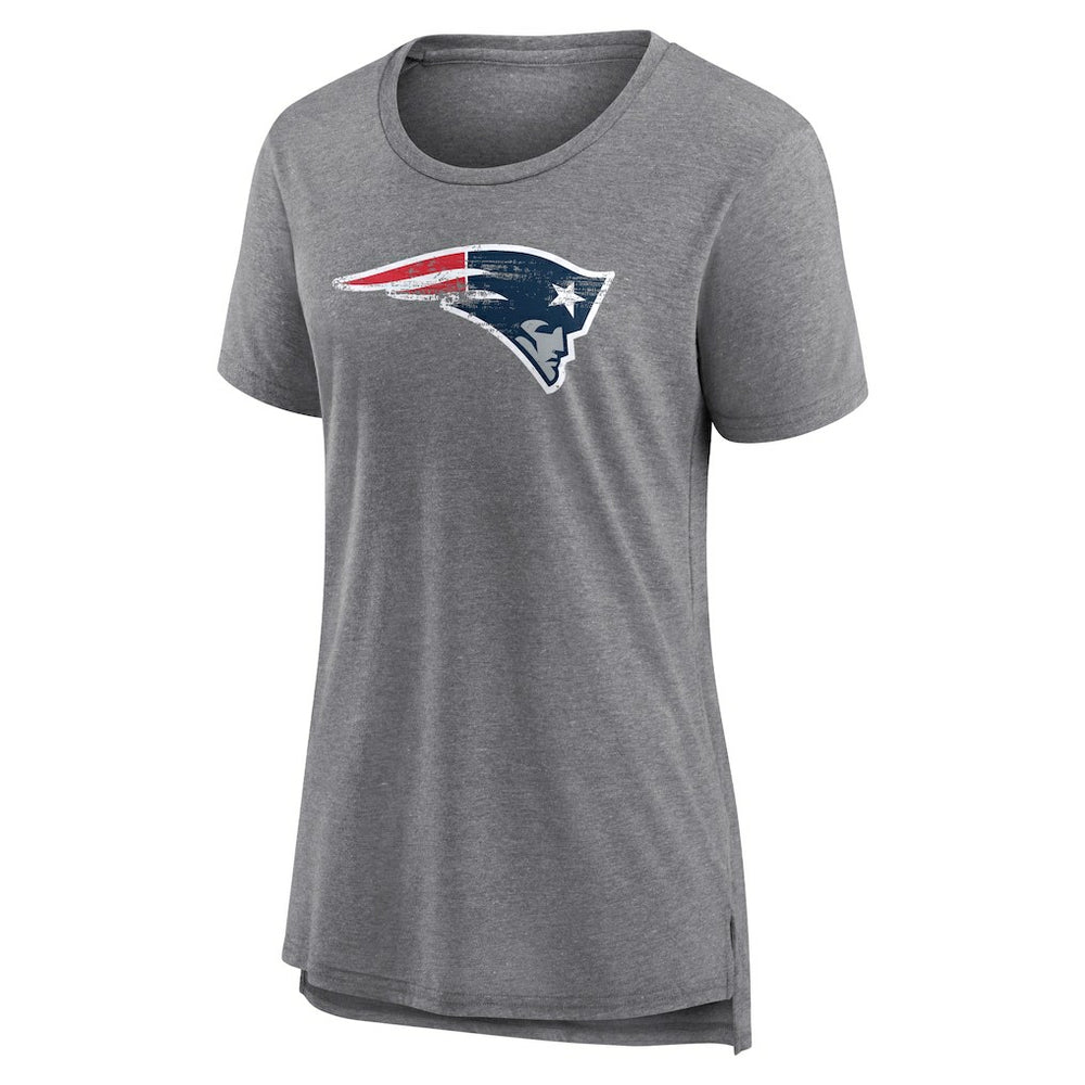 New England Patriots Women's Heritage Custom Name & Number Tri-Blend T-Shirt Gray | NFL