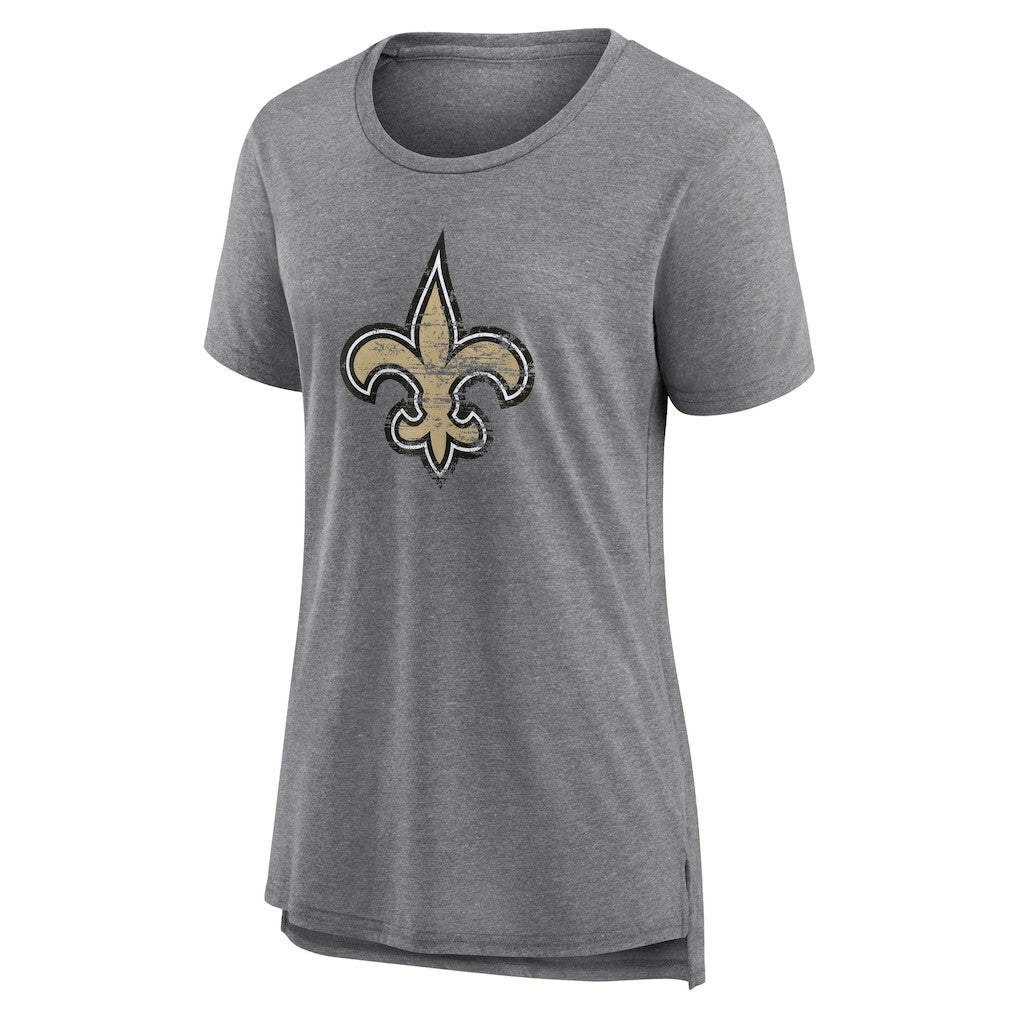 New Orleans Saints Women's Heritage Custom Name & Number Tri-Blend T-Shirt Gray | NFL