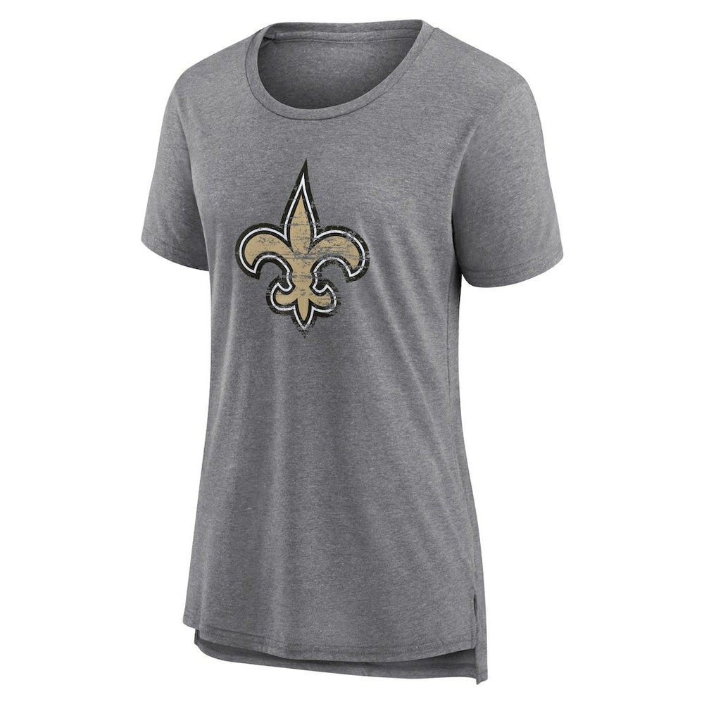 New Orleans Saints Women's Heritage Custom Name & Number Tri-Blend T-Shirt Gray | NFL