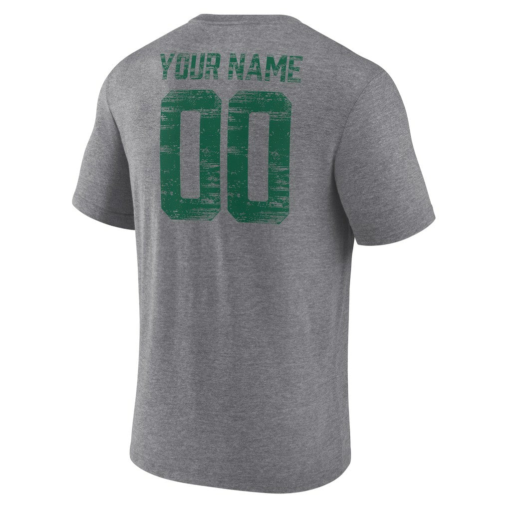 New York Jets Heritage Custom Name & Number Tri-Blend T-Shirt Gray | NFL