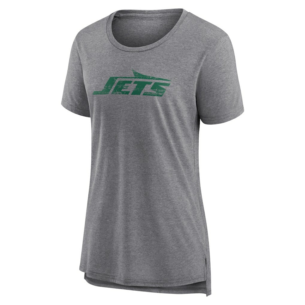 New York Jets Women's Heritage Custom Name & Number Tri-Blend T-Shirt Gray | NFL