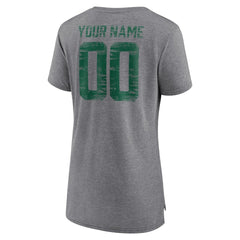 New York Jets Women's Heritage Custom Name & Number Tri-Blend T-Shirt Gray | NFL