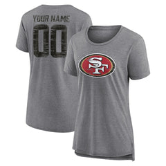San Francisco 49ers Women's Heritage Custom Name & Number Tri-Blend T-Shirt Gray | NFL