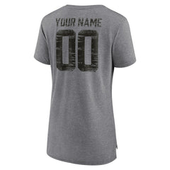 San Francisco 49ers Women's Heritage Custom Name & Number Tri-Blend T-Shirt Gray | NFL