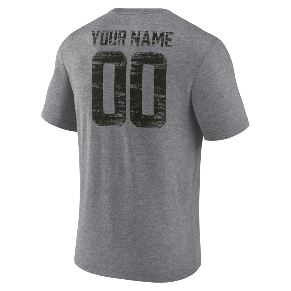Tampa Bay Buccaneers Heritage Custom Name & Number Tri-Blend T-Shirt Gray | NFL