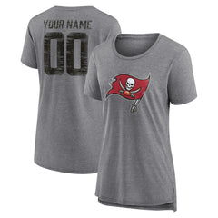 Tampa Bay Buccaneers Women's Heritage Custom Name & Number Tri-Blend T-Shirt Gray | NFL