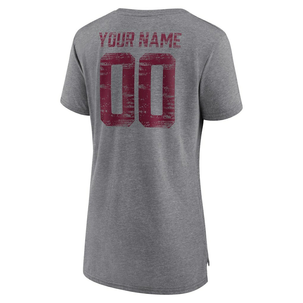 Washington Commanders Women's Heritage Custom Name & Number Tri-Blend T-Shirt Gray | NFL