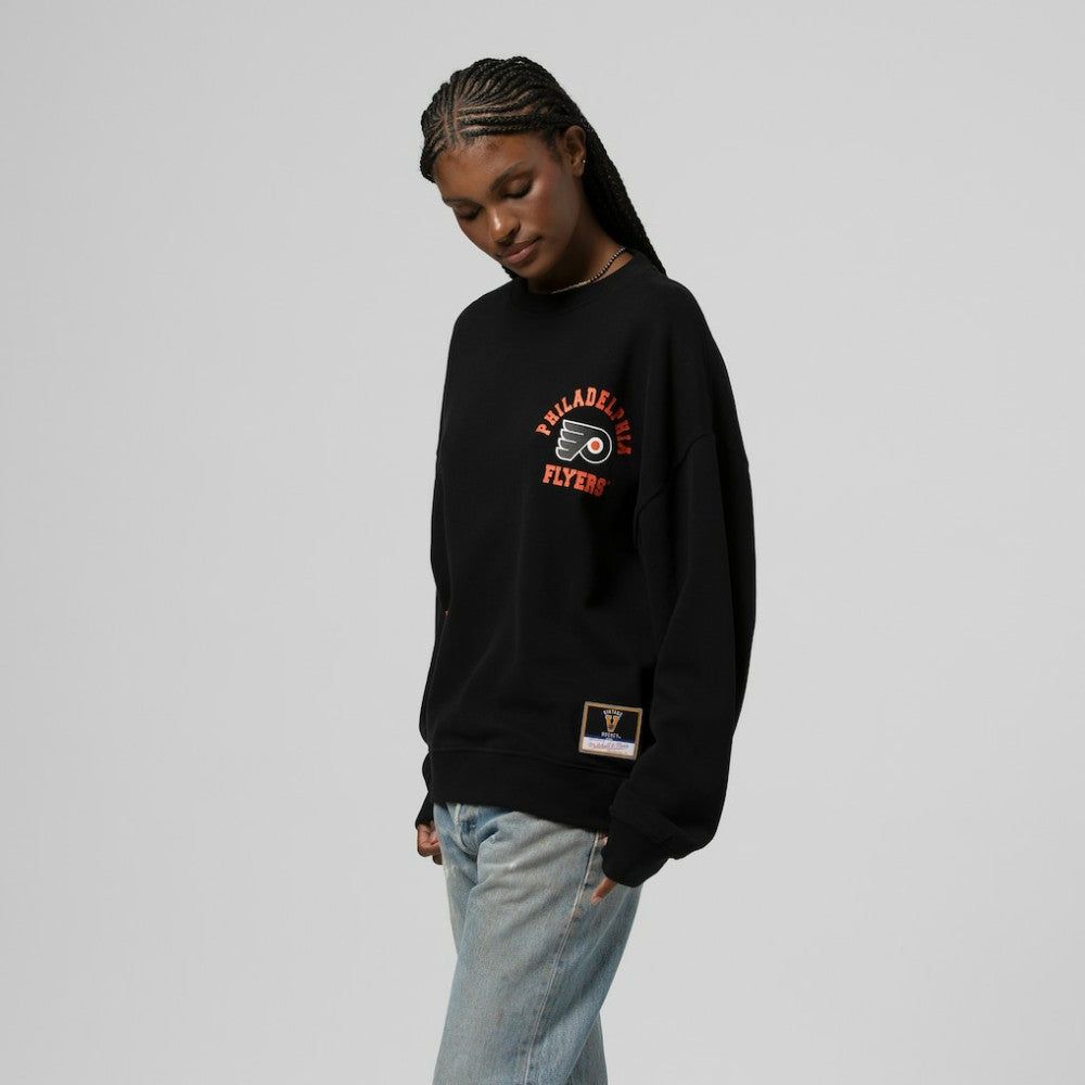 Philadelphia Flyers Mitchell & Ness Women's Vintage Crewneck Sweatshirt - Black - NHL