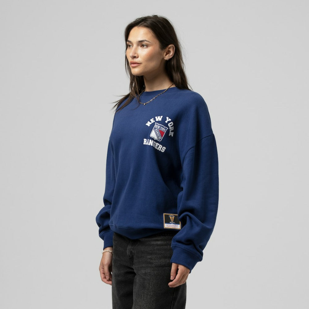 New York Rangers Mitchell & Ness Women's Vintage Crewneck Sweatshirt - Blue - NHL