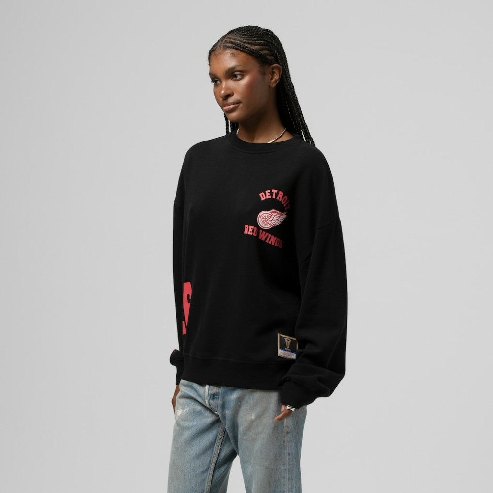 Detroit Red Wings Mitchell & Ness Women's Vintage Crewneck Sweatshirt - Black - NHL