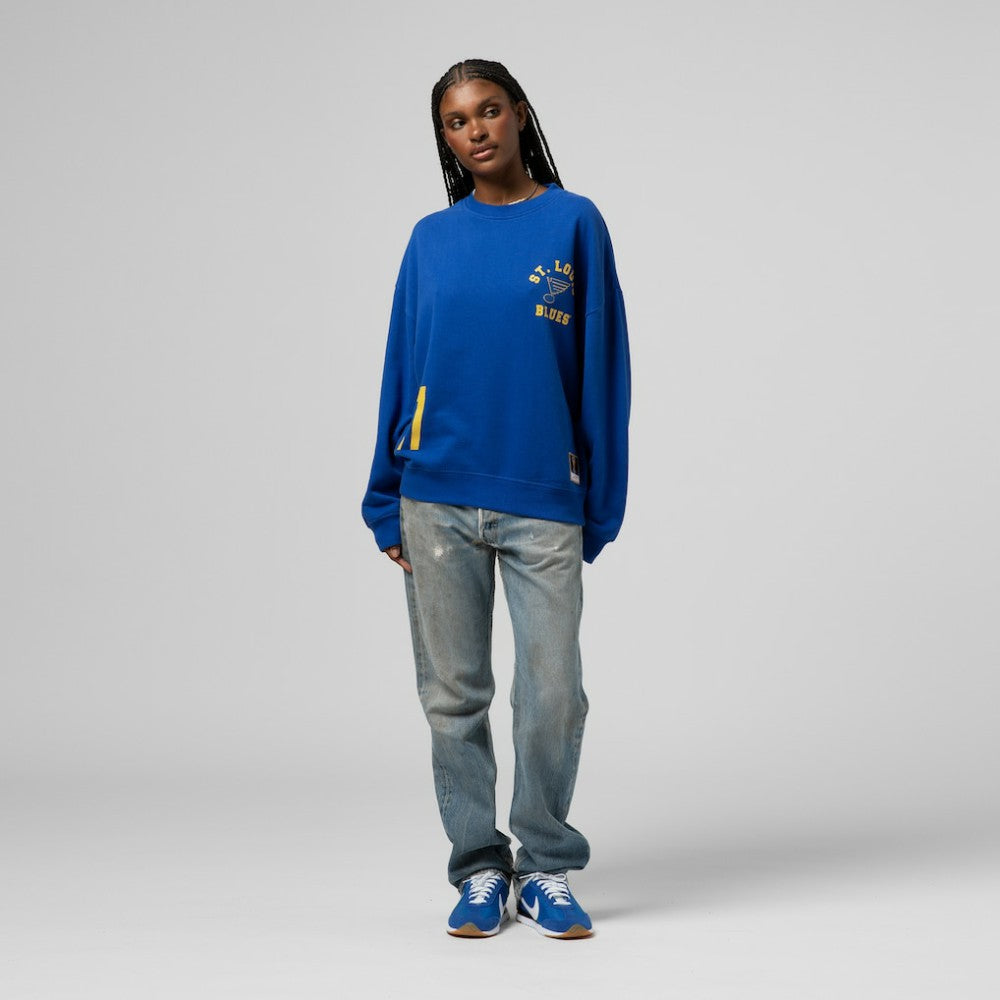 St. Louis Blues Mitchell & Ness Women's Vintage Crewneck Sweatshirt - Blue - NHL