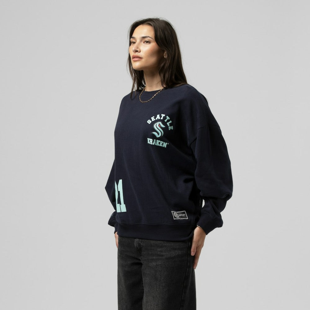 Seattle Kraken Mitchell & Ness Women's Vintage Crewneck Sweatshirt - Deep Sea Blue - NHL