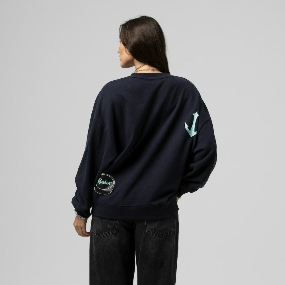 Seattle Kraken Mitchell & Ness Women's Vintage Crewneck Sweatshirt - Deep Sea Blue - NHL
