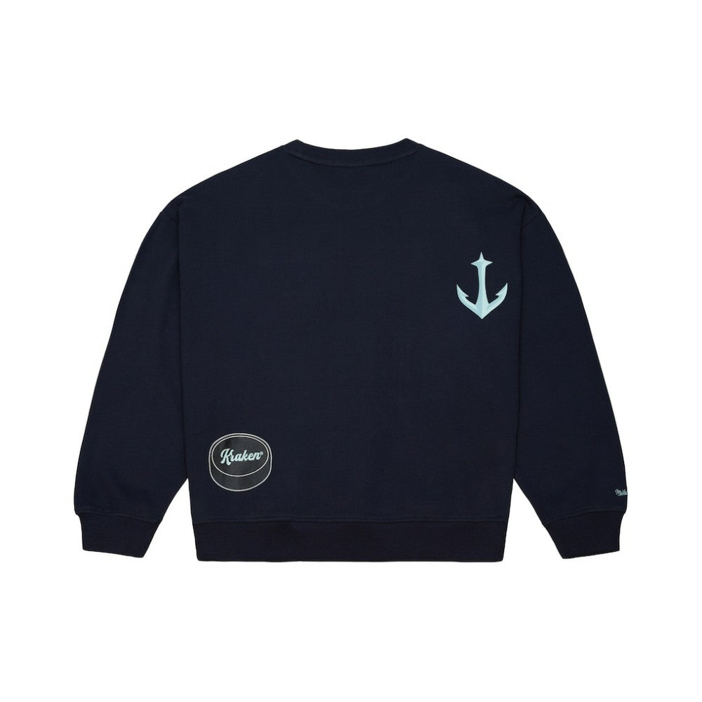 Seattle Kraken Mitchell & Ness Women's Vintage Crewneck Sweatshirt - Deep Sea Blue - NHL