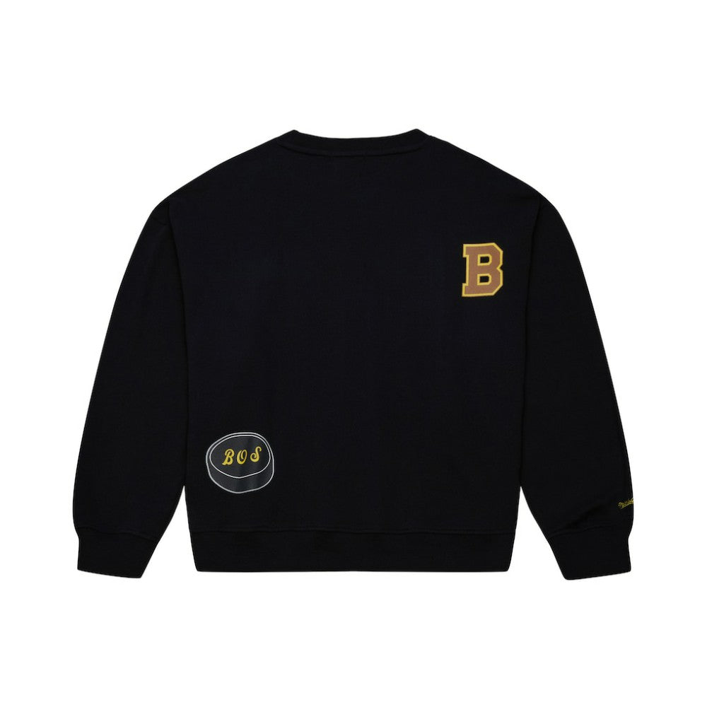 Boston Bruins Mitchell & Ness Women's Vintage Crewneck Sweatshirt - Black - NHL