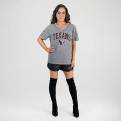 Houston Texans Gameday Couture Women's Relaxed Iconic Edge Rhinestone V-Neck T-Shirt Gray | NFL