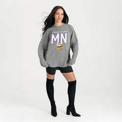 Minnesota Vikings Gameday Couture Women's Oversized Pure Motion Corded Sweatshirt Gray | NFL