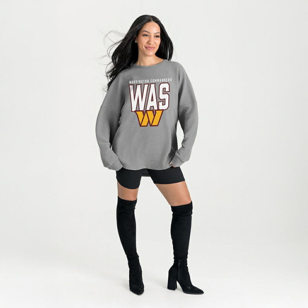 Washington Commanders Gameday Couture Women's Oversized Pure Motion Corded Sweatshirt Gray | NFL
