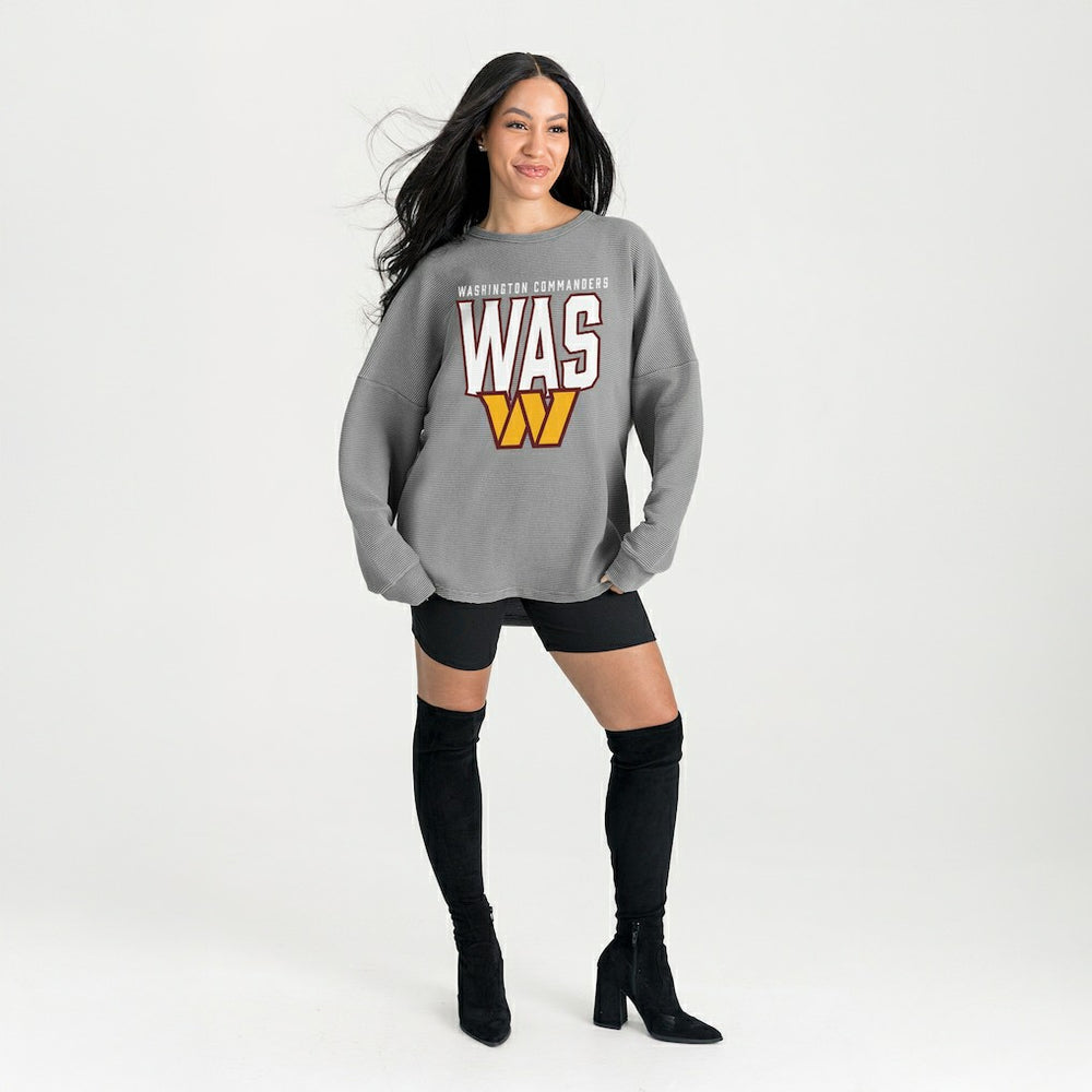 Washington Commanders Gameday Couture Women's Oversized Pure Motion Corded Sweatshirt Gray | NFL