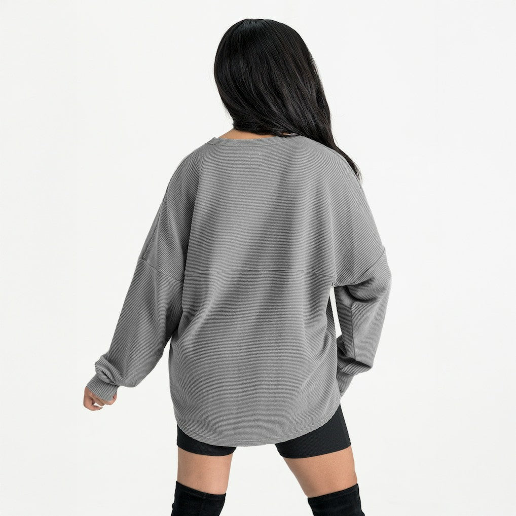 Atlanta Falcons Gameday Couture Women's Oversized Pure Motion Corded Sweatshirt Gray | NFL