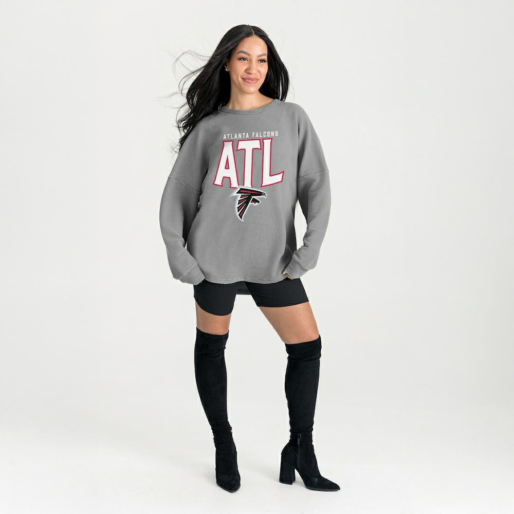 Atlanta Falcons Gameday Couture Women's Oversized Pure Motion Corded Sweatshirt Gray | NFL