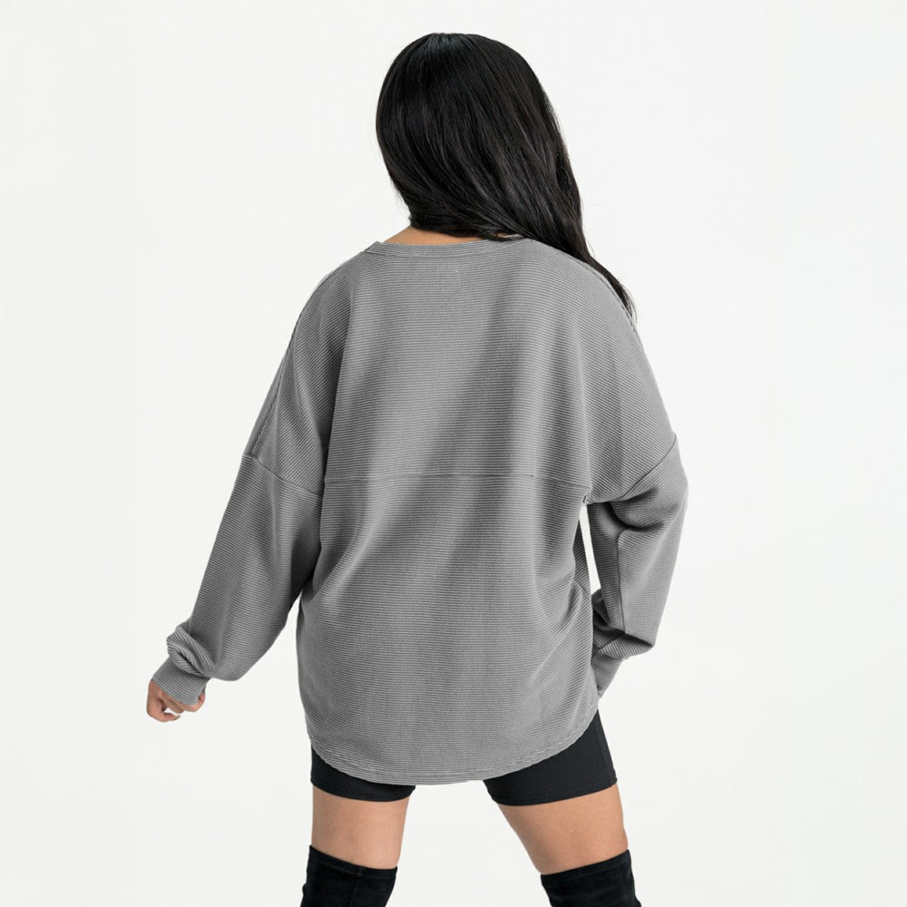 Tampa Bay Buccaneers Gameday Couture Women's Oversized Pure Motion Corded Sweatshirt Gray | NFL
