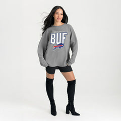 Buffalo Bills Gameday Couture Women's Oversized Pure Motion Corded Sweatshirt Gray | NFL