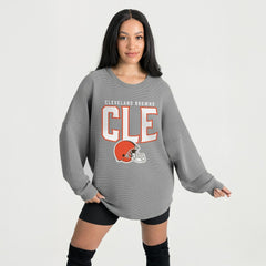 Cleveland Browns Gameday Couture Women's Oversized Pure Motion Corded Sweatshirt Gray | NFL