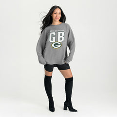 Green Bay Packers Gameday Couture Women's Oversized Pure Motion Corded Sweatshirt Gray | NFL