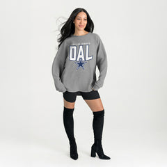 Dallas Cowboys Gameday Couture Women's Oversized Pure Motion Corded Sweatshirt Gray | NFL