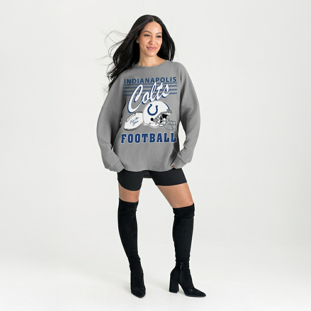 Indianapolis Colts Gameday Couture Women's Oversized Sweet Victory Corded Sweatshirt Gray | NFL