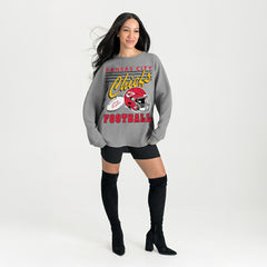 Kansas City Chiefs Gameday Couture Women's Oversized Sweet Victory Corded Sweatshirt Gray | NFL