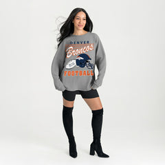 Denver Broncos Gameday Couture Women's Oversized Sweet Victory Corded Sweatshirt Gray | NFL