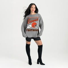Cleveland Browns Gameday Couture Women's Oversized Sweet Victory Corded Sweatshirt Gray | NFL