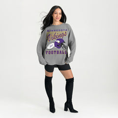 Minnesota Vikings Gameday Couture Women's Oversized Sweet Victory Corded Sweatshirt Gray | NFL