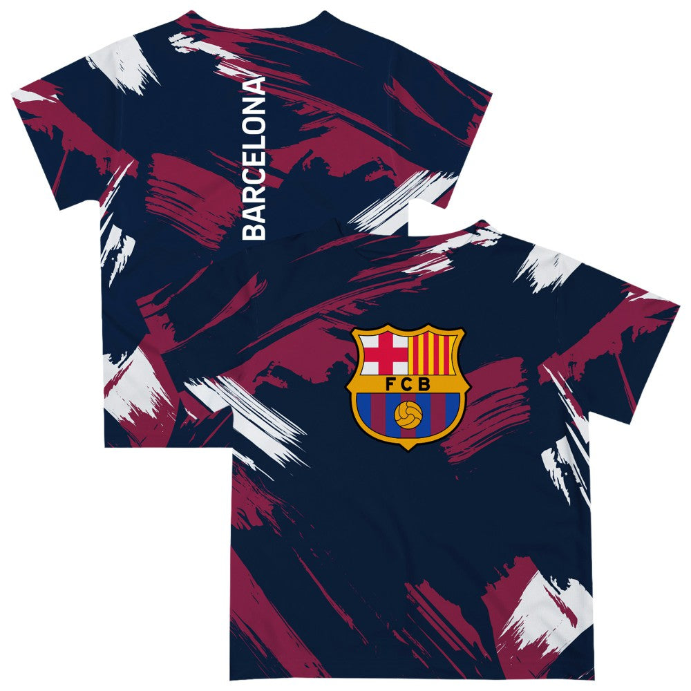Barcelona Vive La Fete Youth Paint Brush T-Shirt Navy - FIFA World CUP